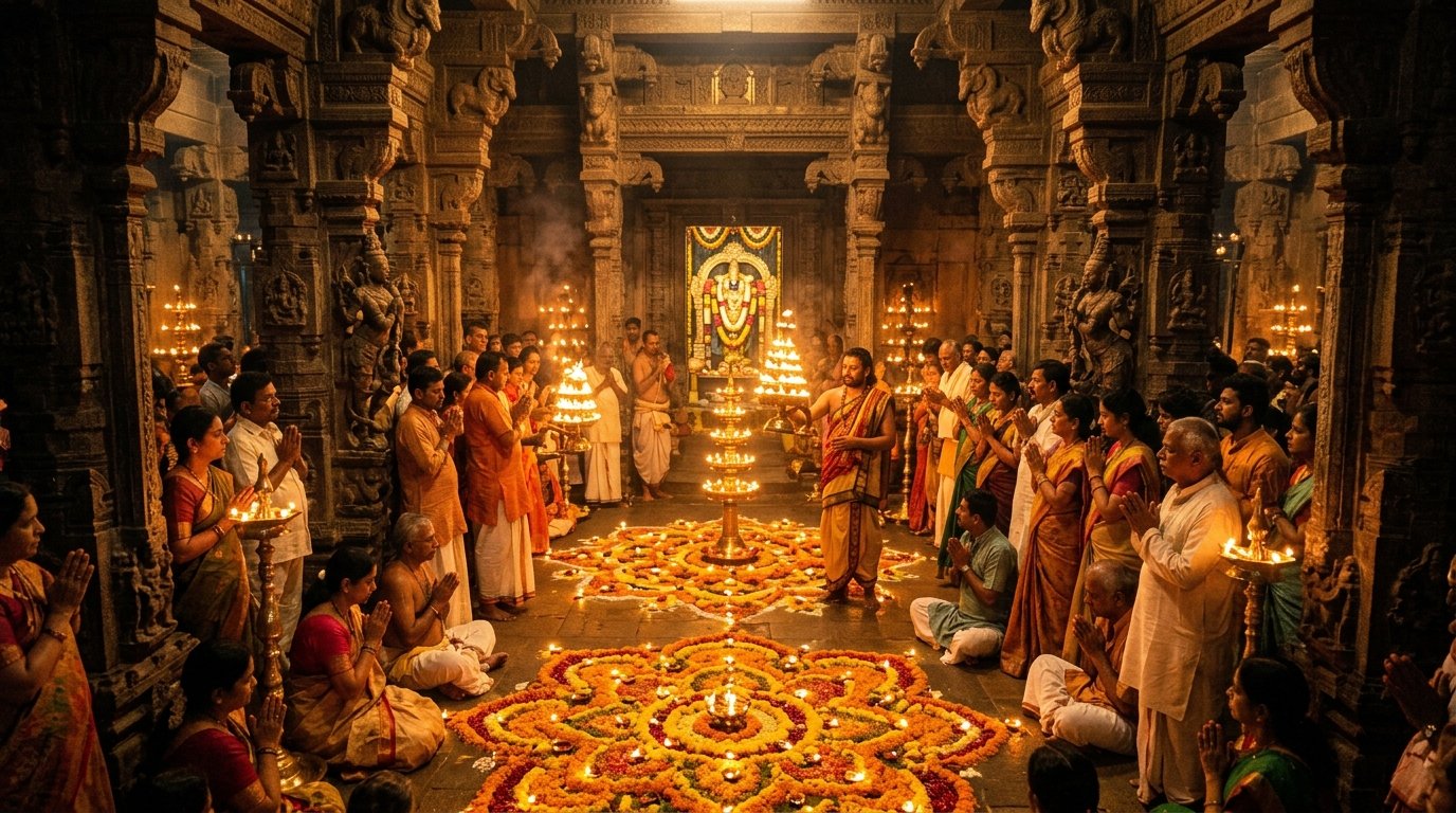 Devotees celebrating Aarti festival in Liverpool Mandir