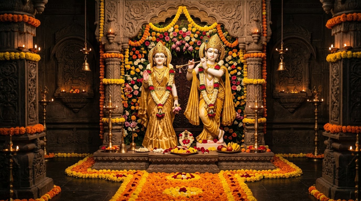 Divine Marble Deities Shree Radha Krishna at Liverpool Temple